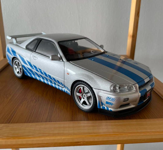Large 1:18 Nissan Skyline GT - R R34 Diecast Model Car Sports Vehicle Collectible - Nexloop