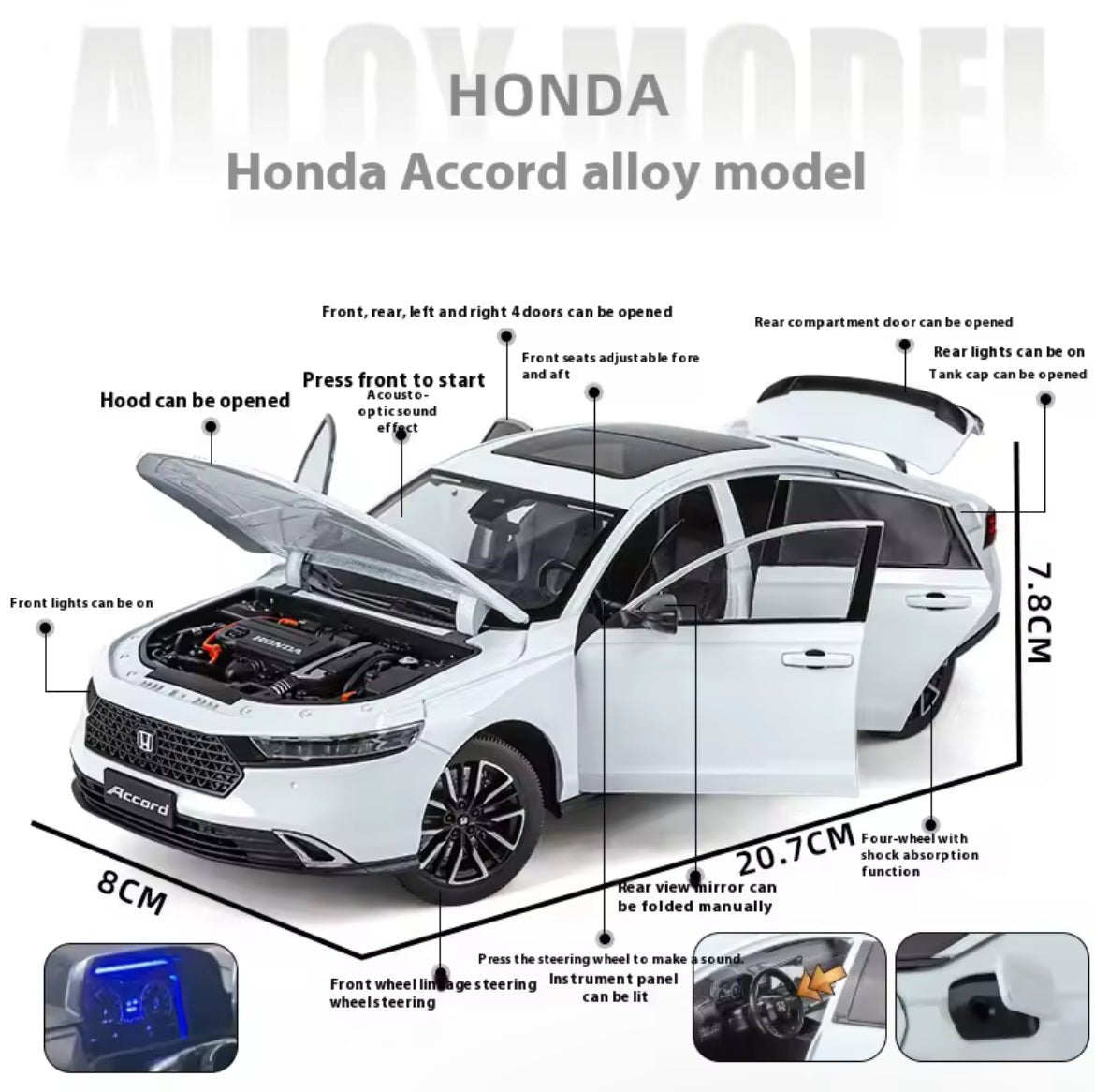 1:18 Honda Accord Sedan Diecast Model Collectible - Nexloop