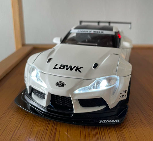 1/22 Toyota Supra LBWK Diecast Model Sound Light White Racing Car Collectible