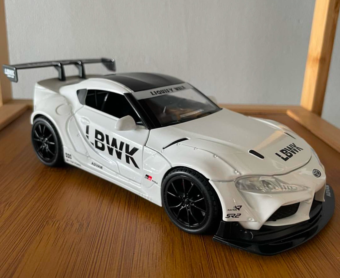 1/22 Toyota Supra LBWK Diecast Model Sound Light White Racing Car Collectible