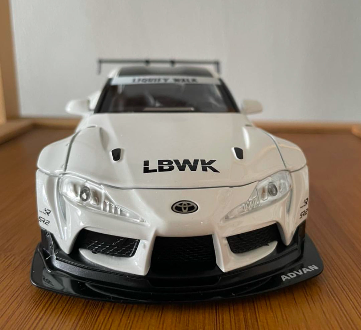 1/22 Toyota Supra LBWK Diecast Model Sound Light White Racing Car Collectible