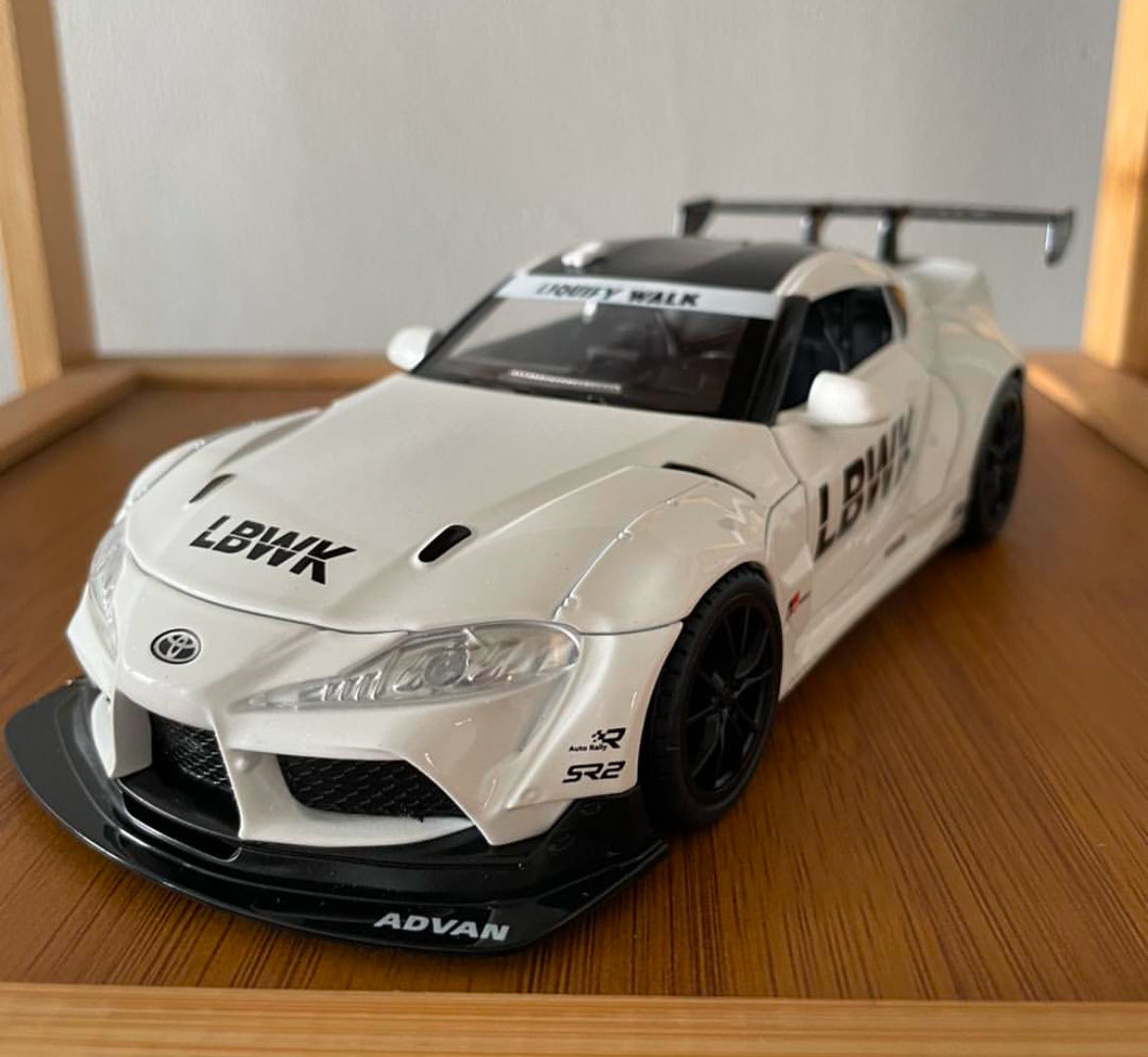1/22 Toyota Supra LBWK Diecast Model Sound Light White Racing Car Collectible