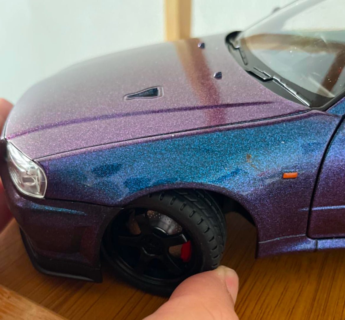 Large Purple 1:18 Nissan Skyline GT - R R34 Diecast Model Car Collectible - Nexloop